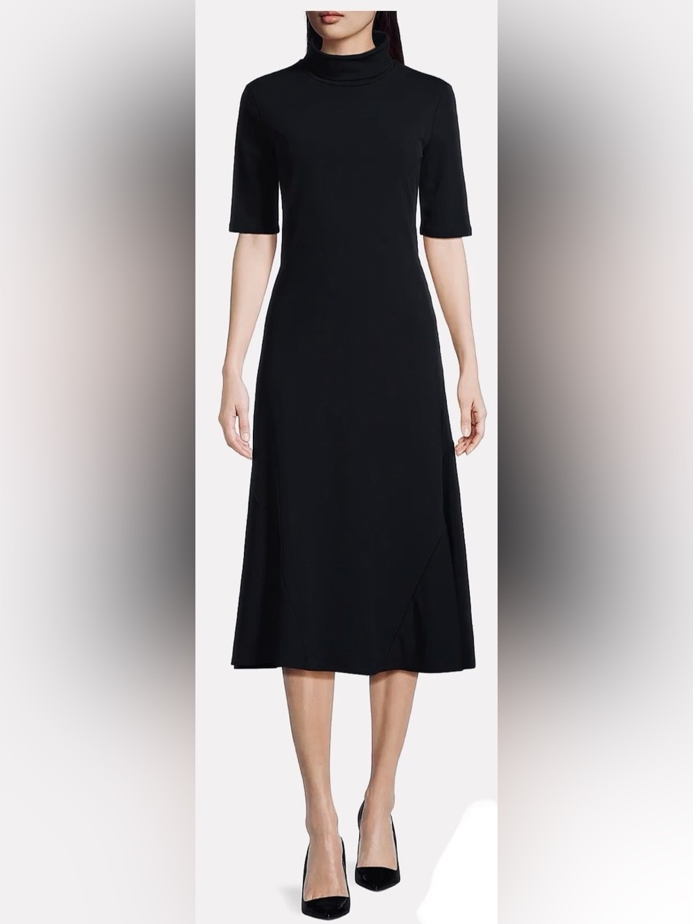 Max Mara Leisure Cady Mock Neck Turtleneck Midi Dress Black XS